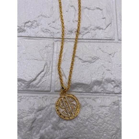 Dollar Coin Chain Men's Necklace Gold Tone - Picture 7 of 10